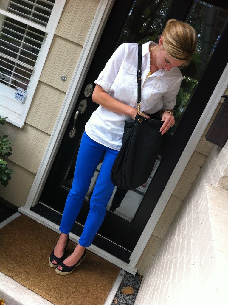 j. crew, toothpick jean, colored jean, style, c style, c. style, black shoes, black purse, micheal kors, steve madden, j. silver, fashion, how to wear colored jeans