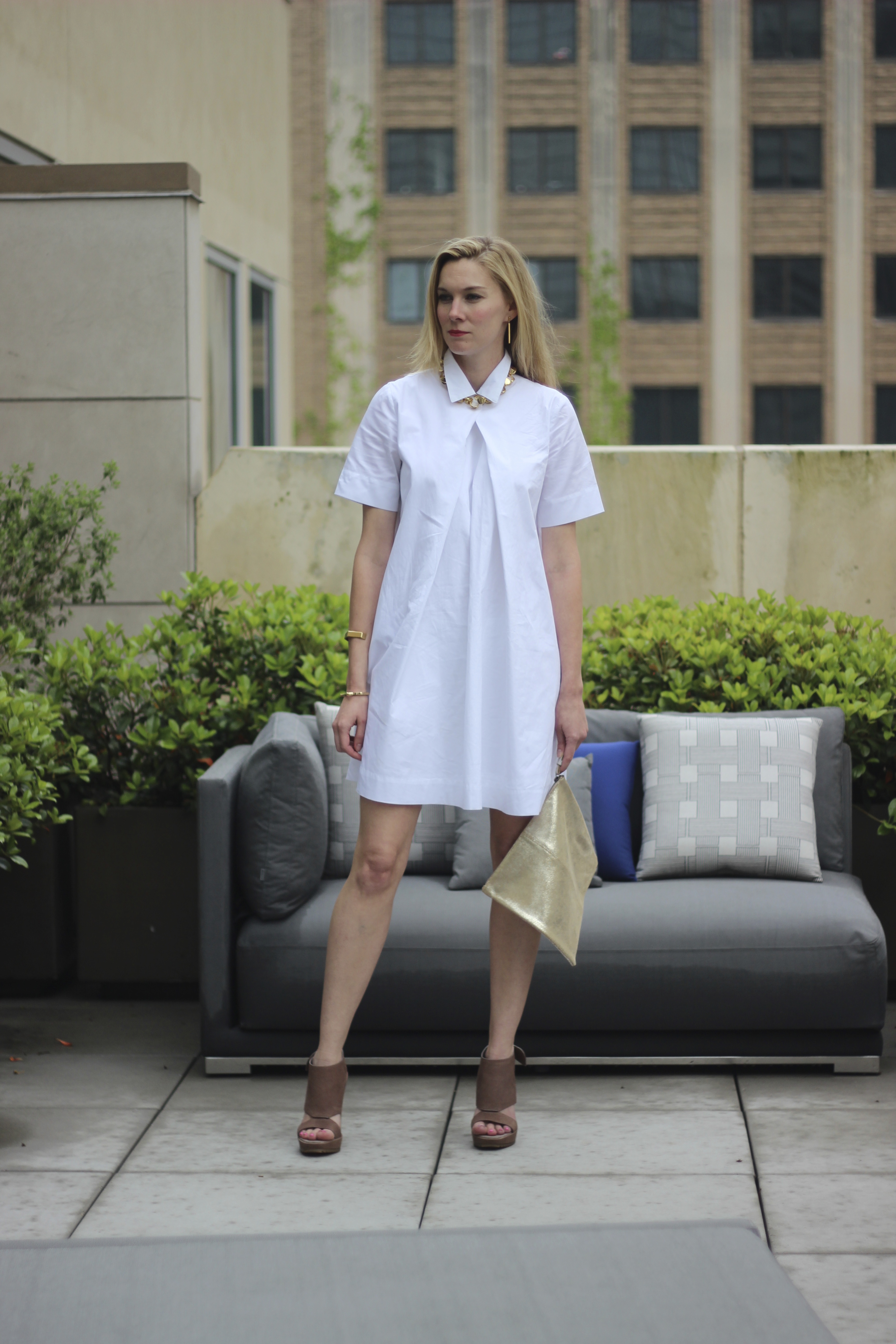 Anthropology Button-Pleat Shirtdress