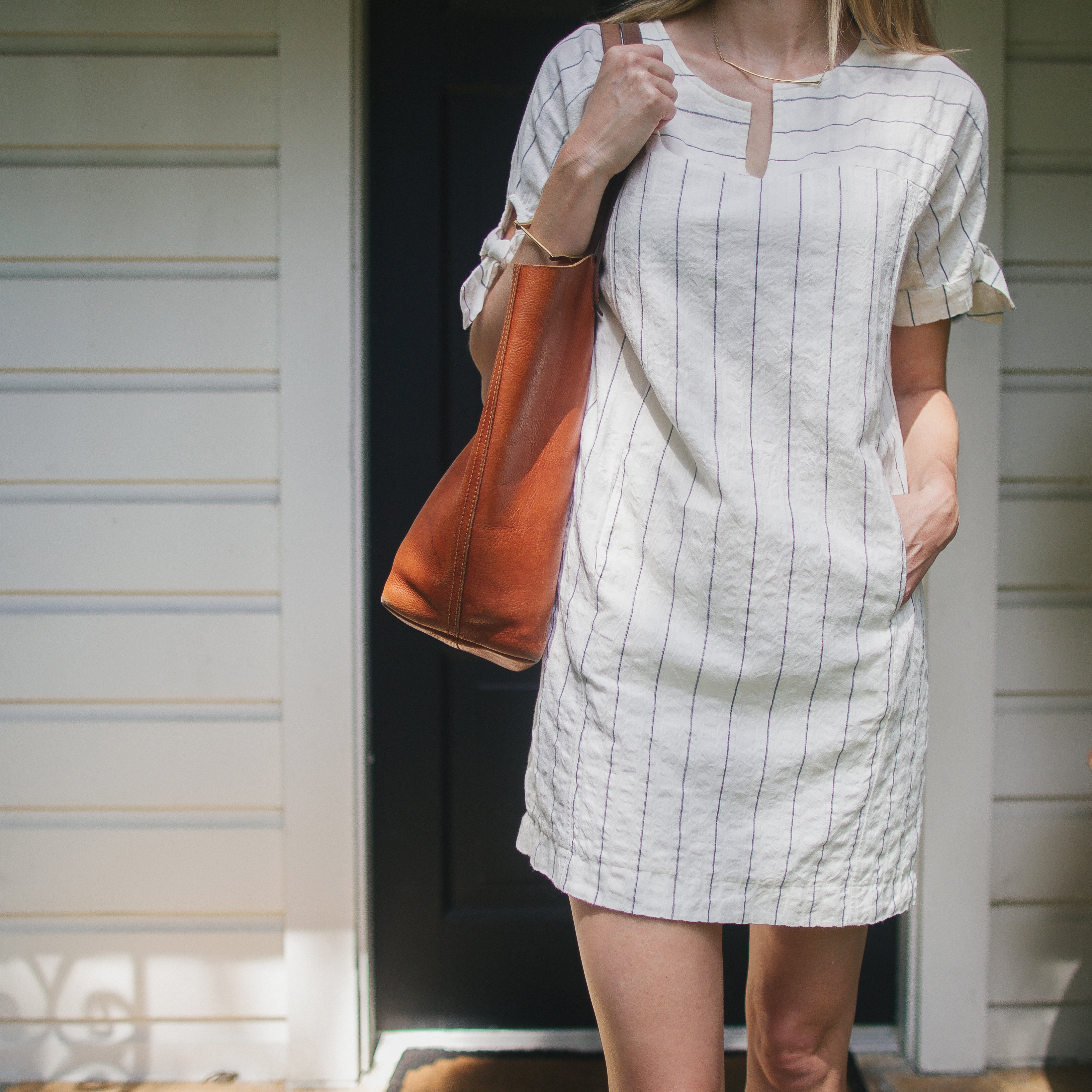 Madewell Tie-Sleeve Dress in Stripe