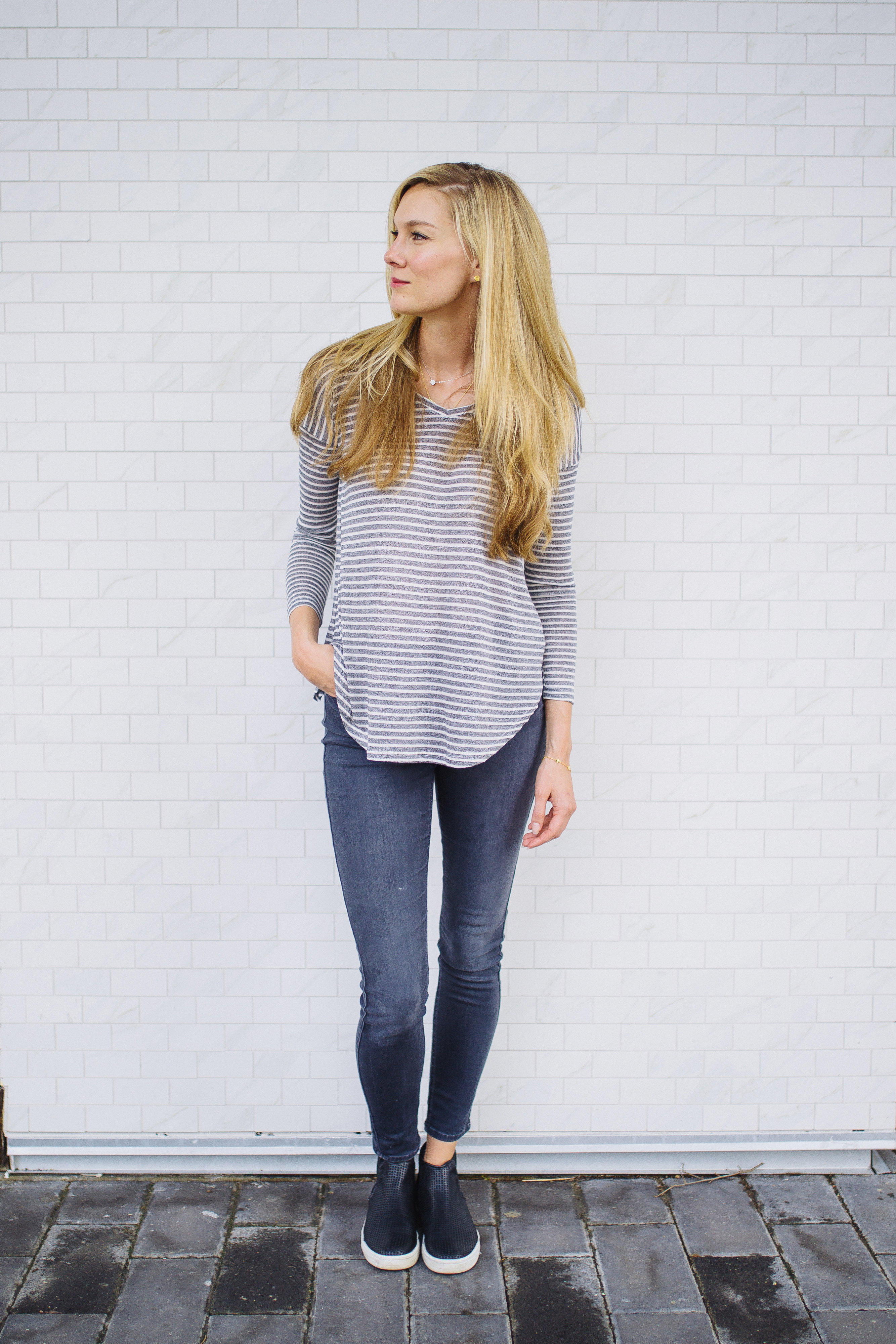 Nordstrom BP. Stripe V-Neck Long Sleeve Tee